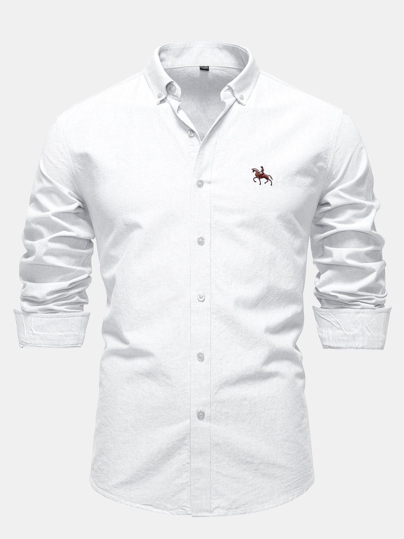 Cowboy Embroidery Cotton Oxford Button Up Shirt