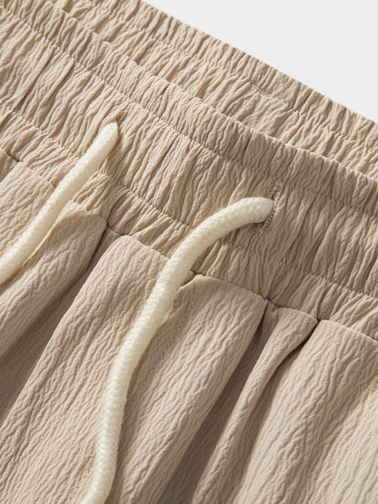 Crinkle Textured Straight Leg Pants