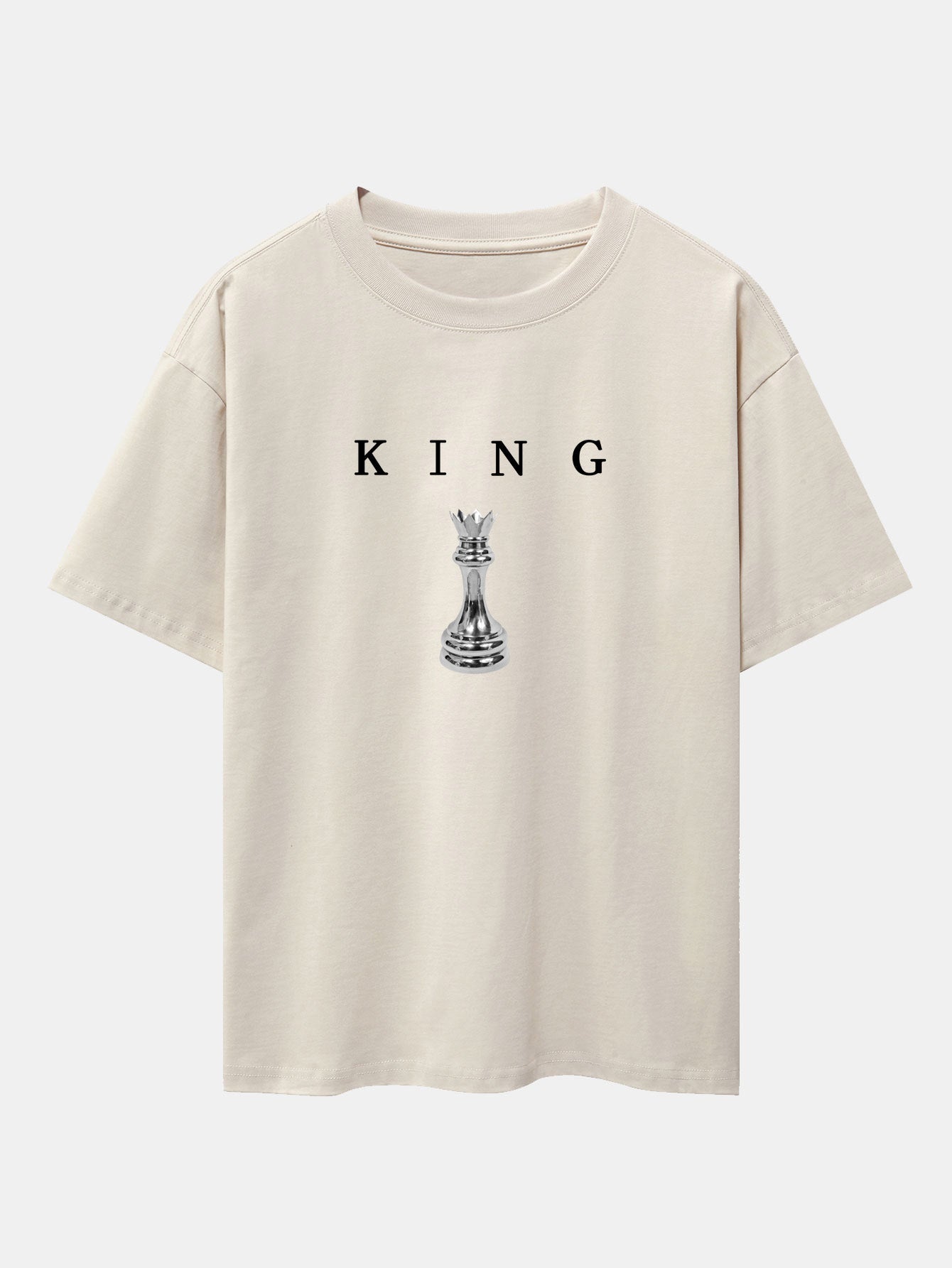 King Chess Print Drop Shoulder Oversize T-Shirt