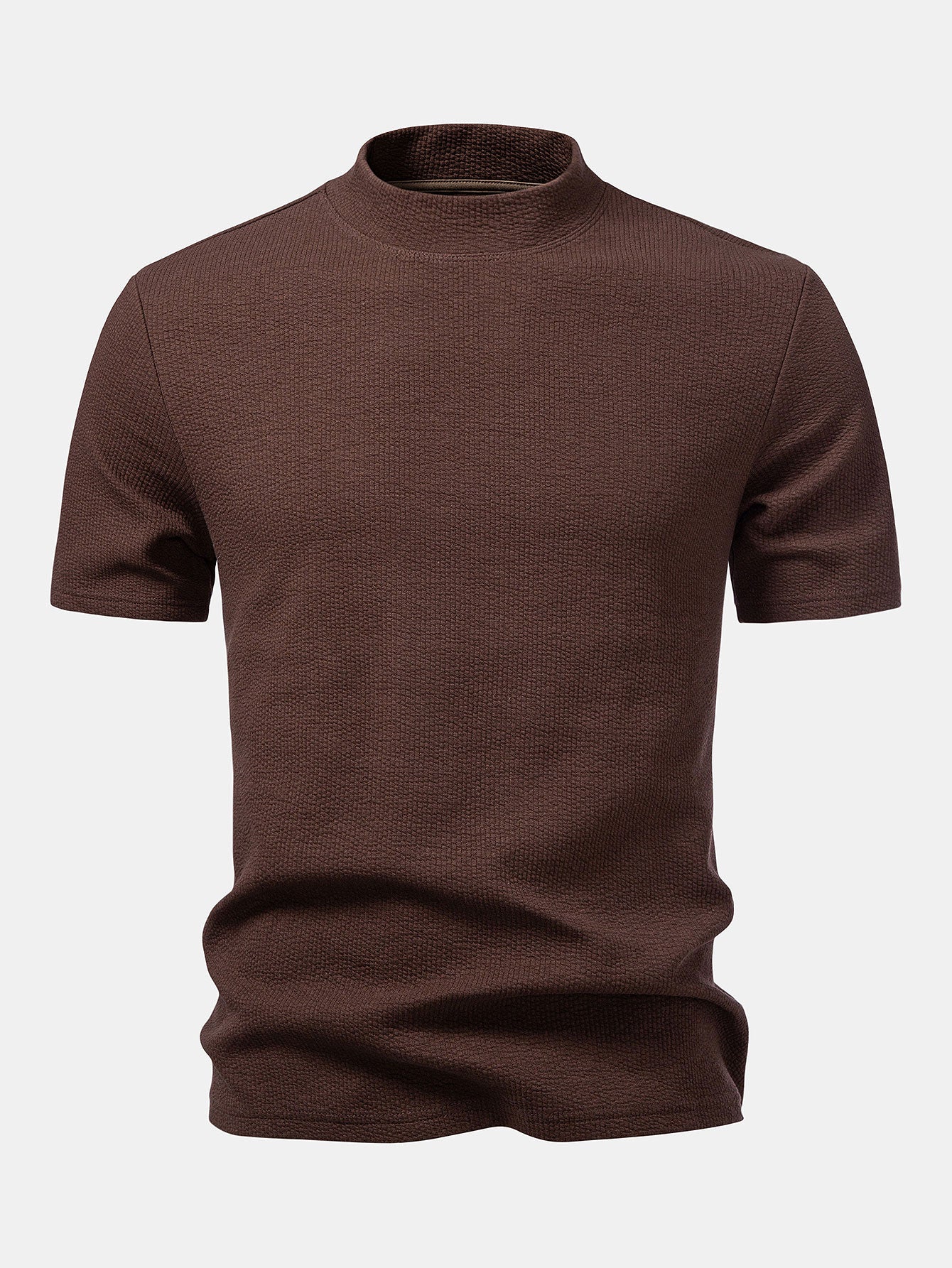 Ribbed Mock Neck T-Shirt