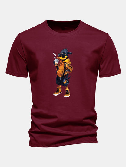 Regular Fit Carton Duck Print Cotton T-Shirt