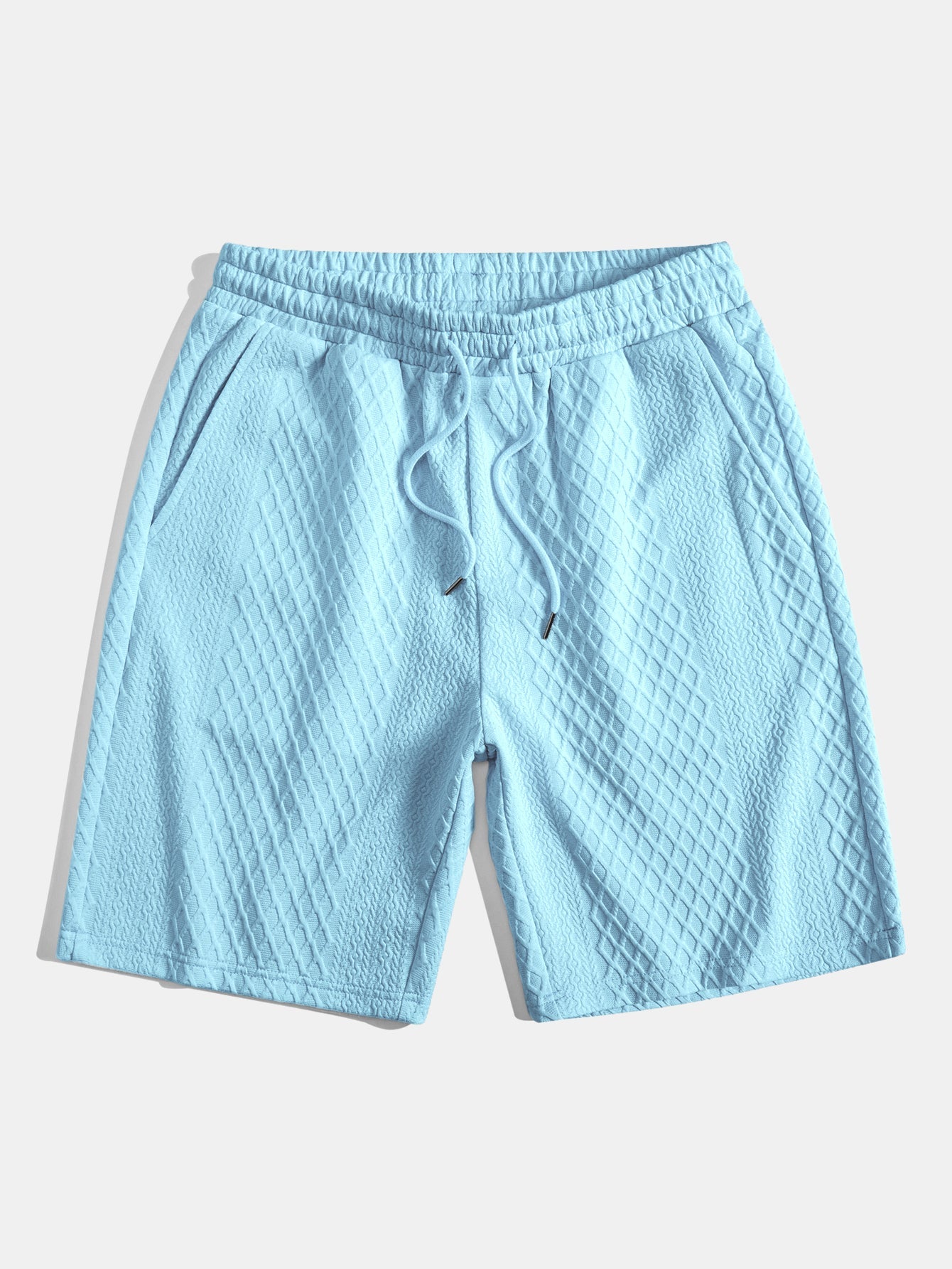 3 Pieces Diamond Geometric Jacquard Drawstring Shorts