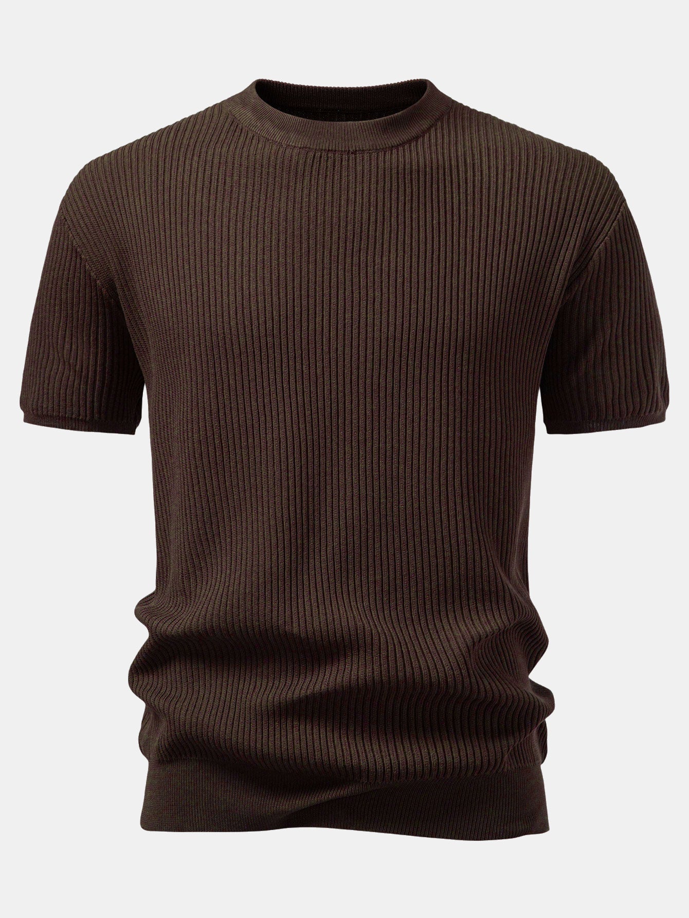 3 Pieces Ribbed Crew Neck Knit T-Shirt