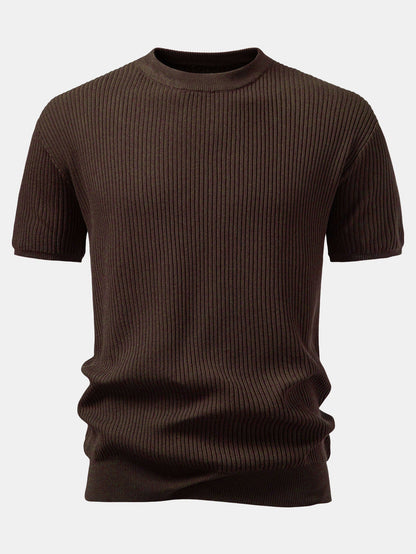 3 Pieces Ribbed Crew Neck Knit T-Shirt