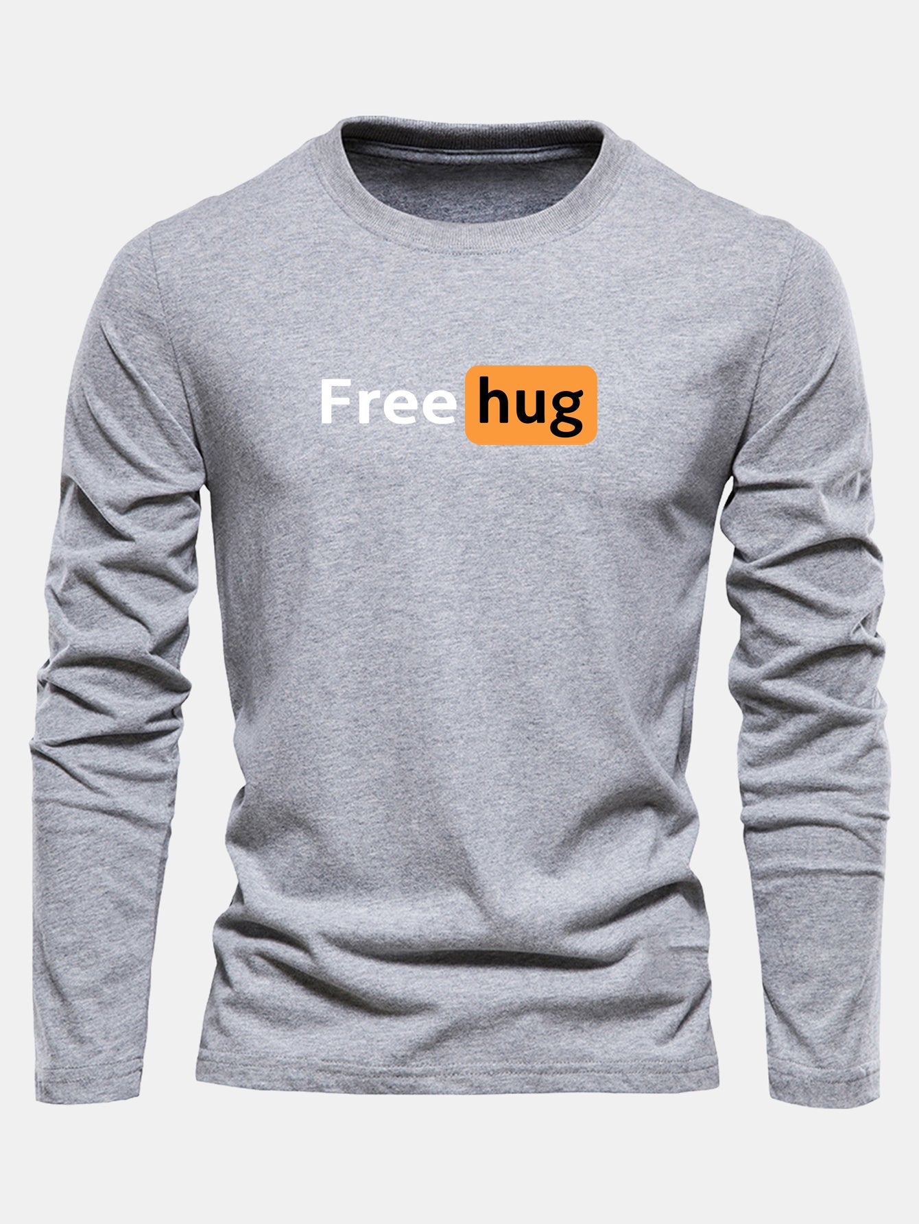 Long Sleeve Free Hug Print Cotton T-Shirt