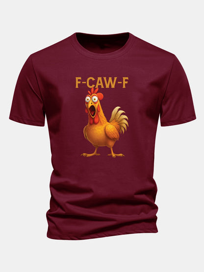 Regular Fit Rooster Print Cotton T-Shirt
