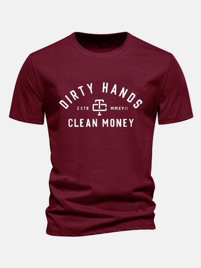 Regular Fit Dirty Hands Clean Money Print Cotton T-Shirt