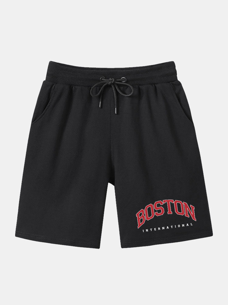 Boston Print Mid Length Shorts
