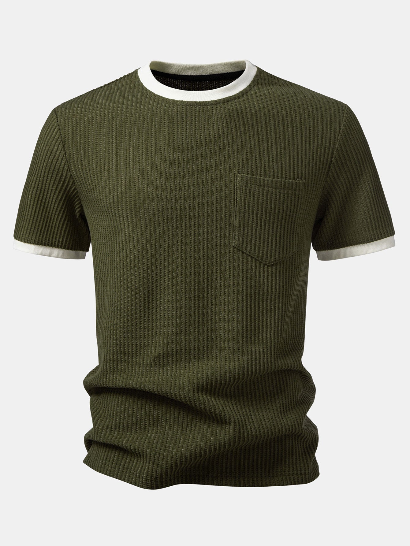 Contrast Waffle T-Shirt With Pocket