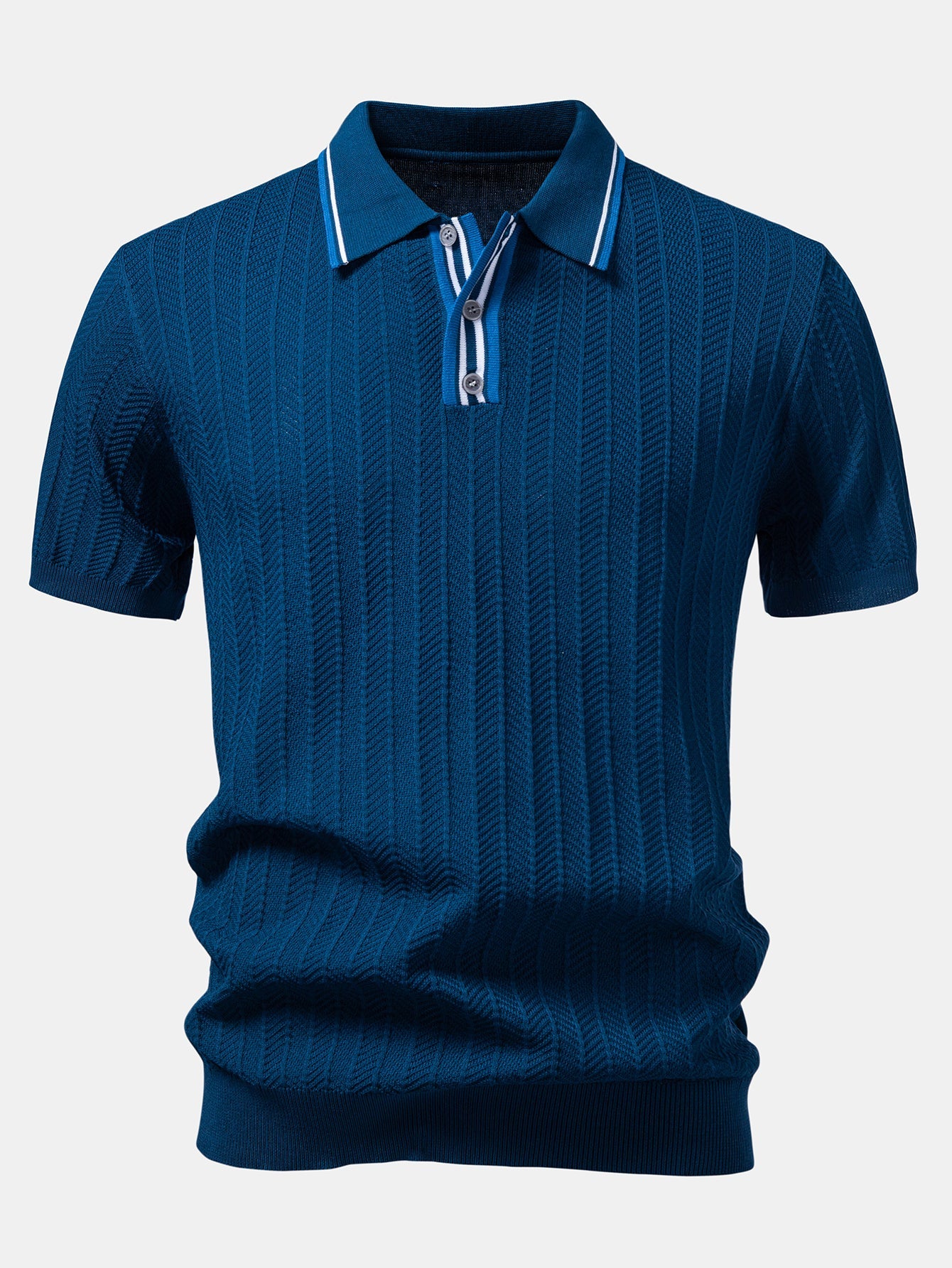 Contrast Textured Knit Polo