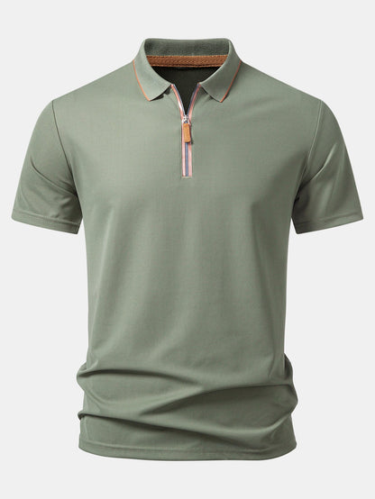 Textured Zipper Polo