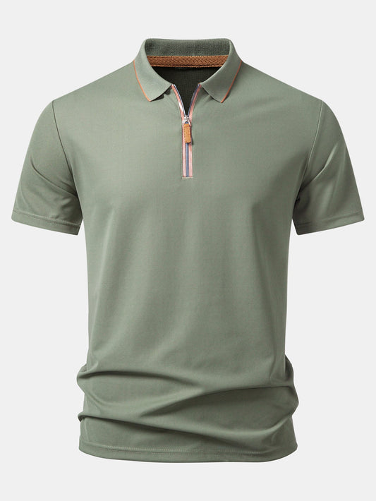 Textured Zipper Polo