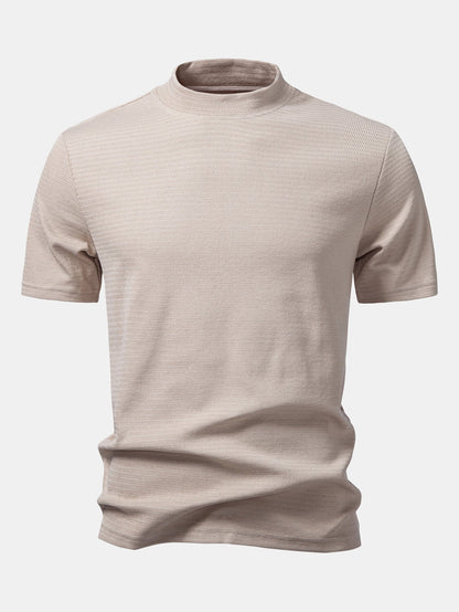 Textured Mock Neck T-Shirt