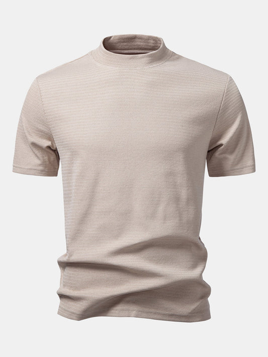 Textured Mock Neck T-Shirt