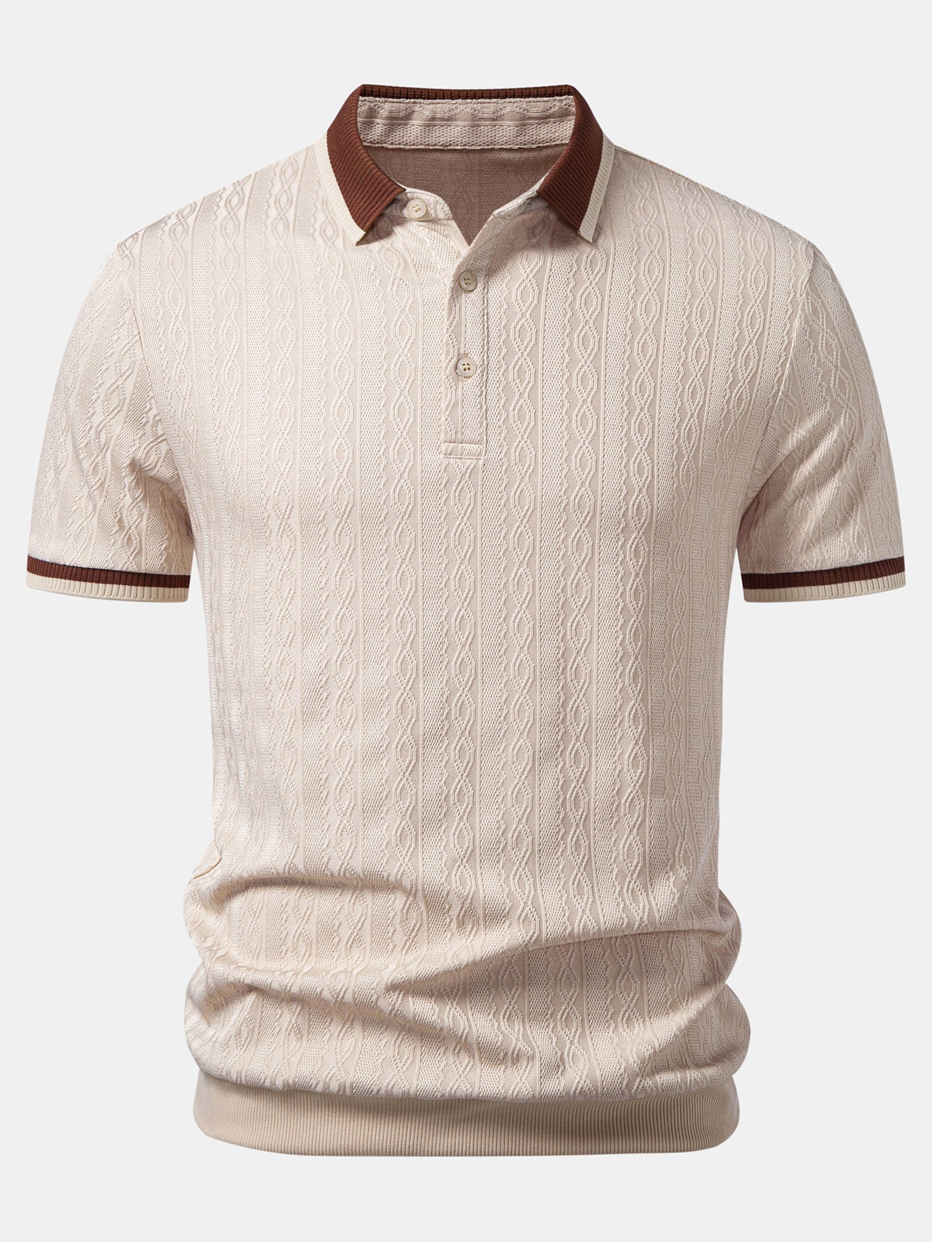 Contrast Trim Textured Knit Polo