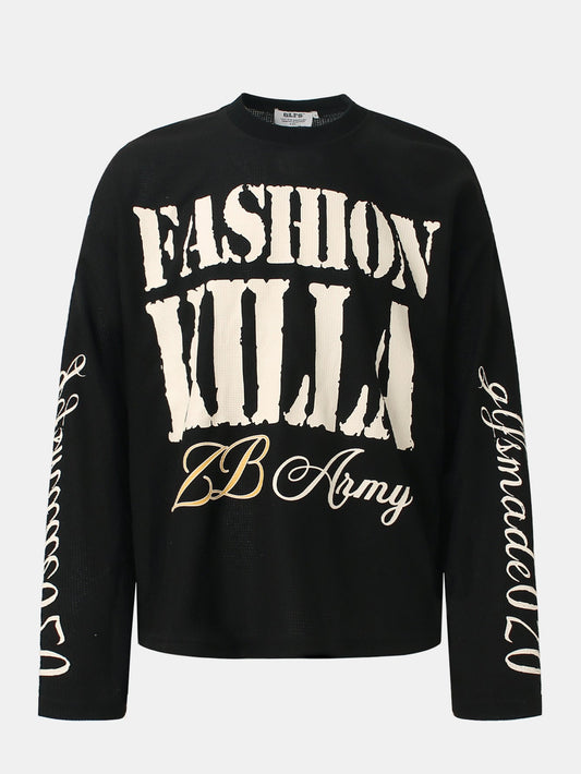 Oversize Slogan Print Waffle T-Shirt