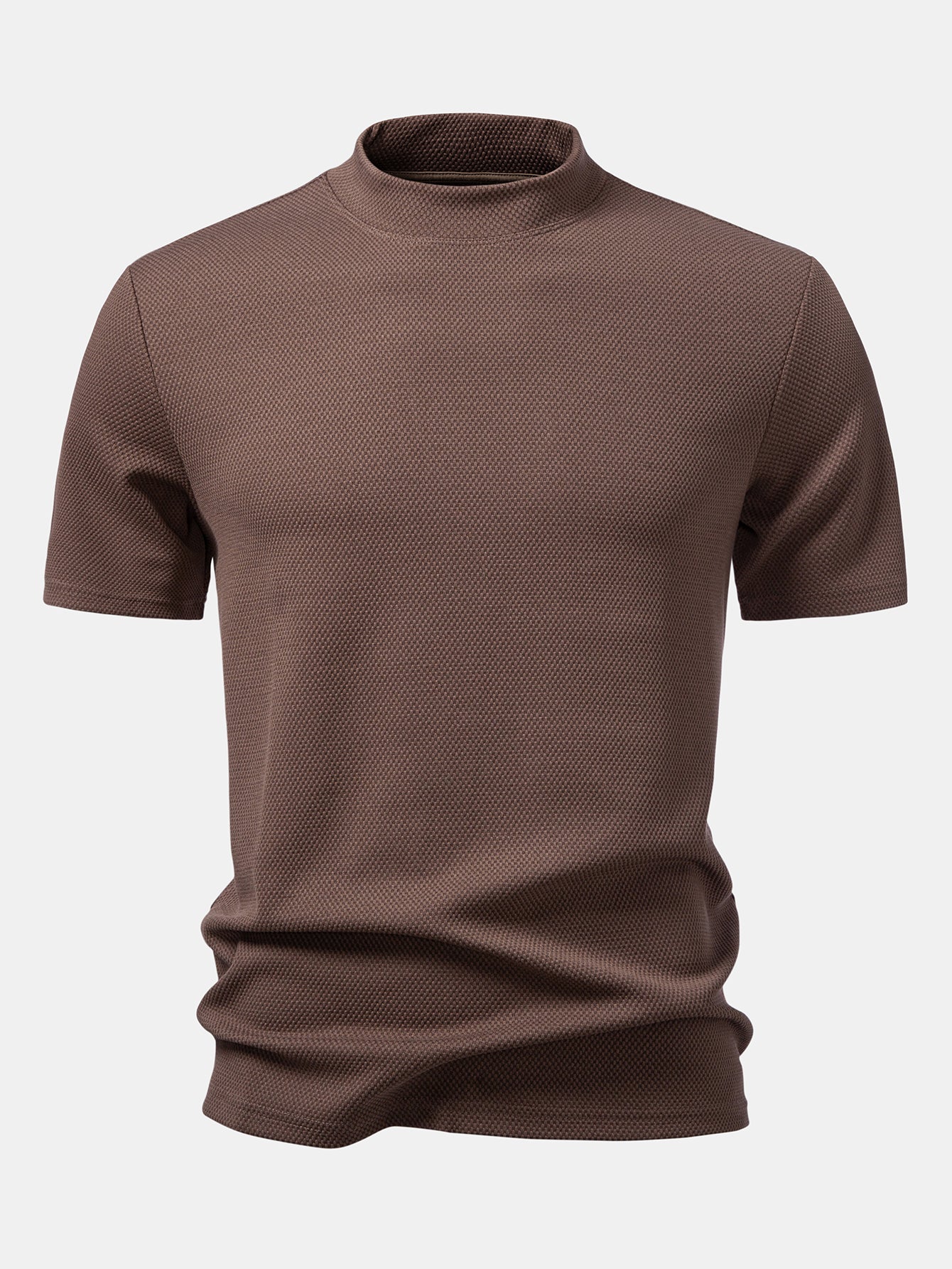 Textured Mock Neck T-Shirt