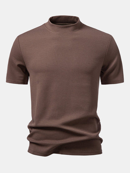 Textured Mock Neck T-Shirt