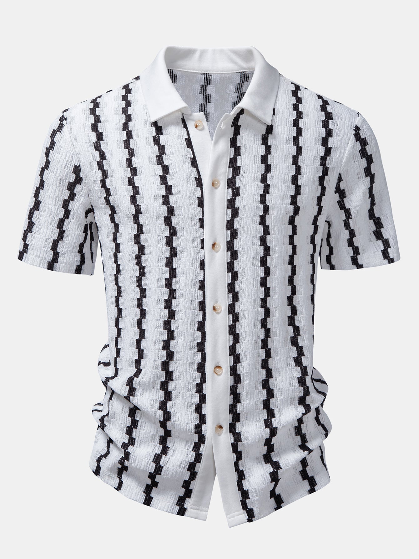 Plaid Jacquard Button Up Shirt
