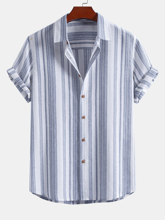 Stripe Linen Look Button Up Shirt