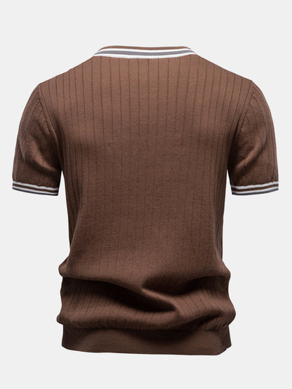 Contrast Trim Johnny Collar Polo
