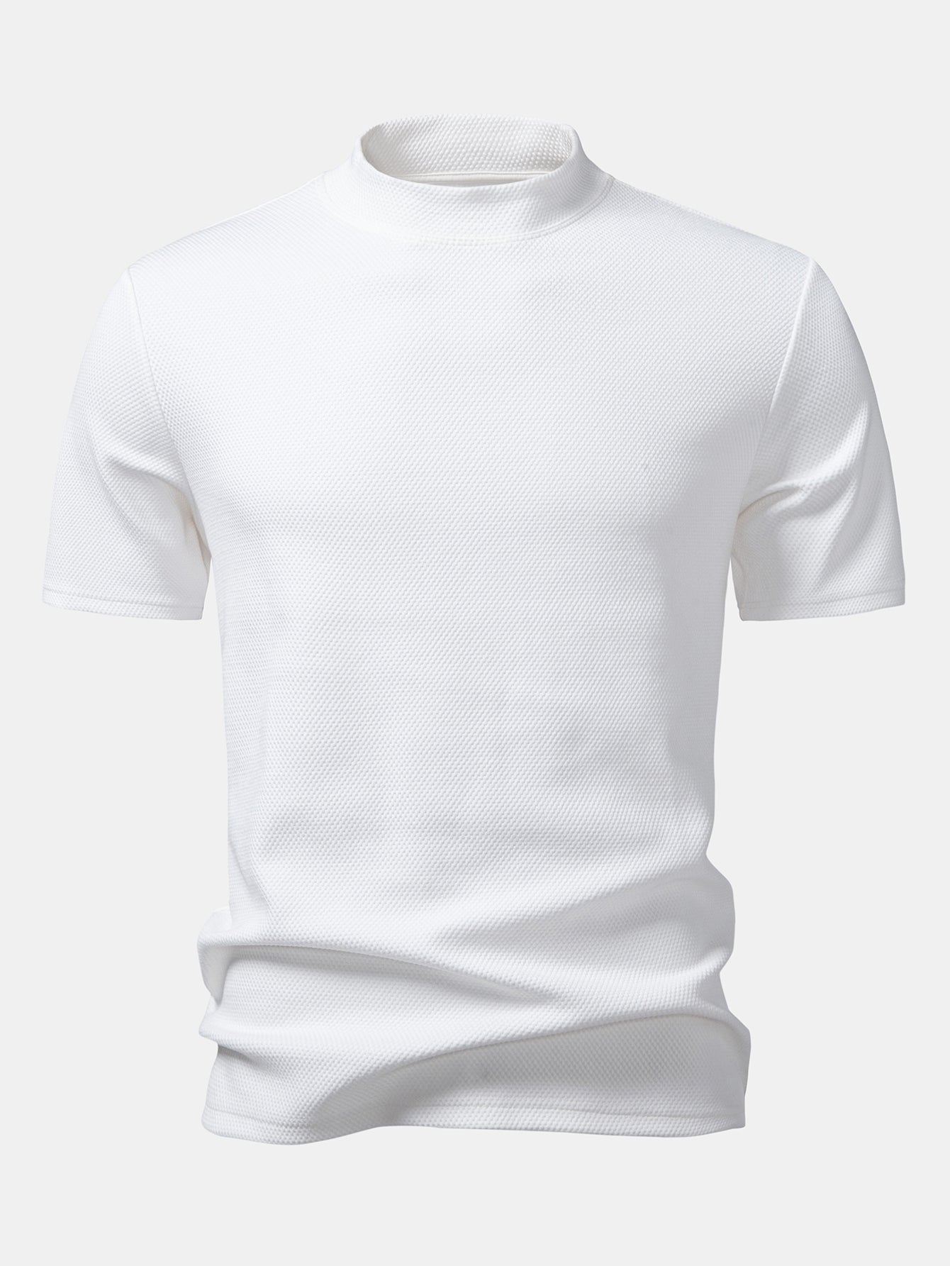 Textured Mock Neck T-Shirt
