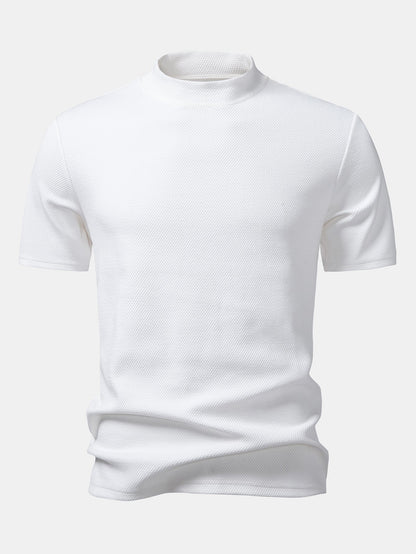 Textured Mock Neck T-Shirt