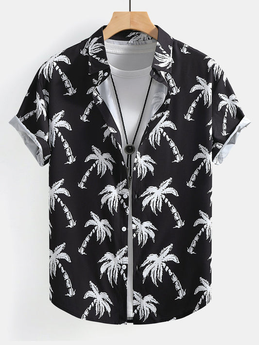 Palm Tree Print Button Up Shirt