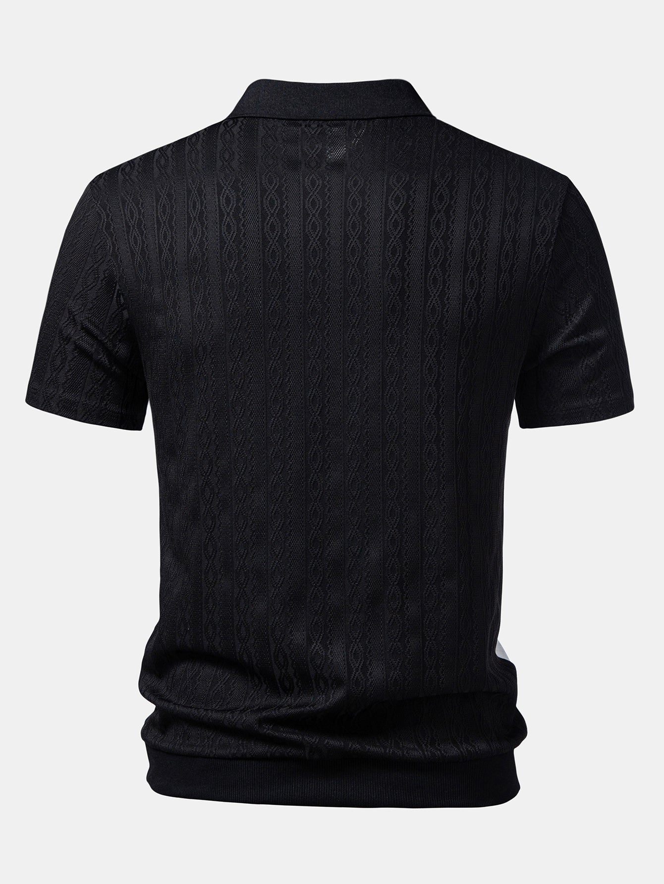 Two Tone Twisted Jacquard Zipper Knit Polo