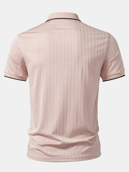Contrast Trim Textured Knit Polo