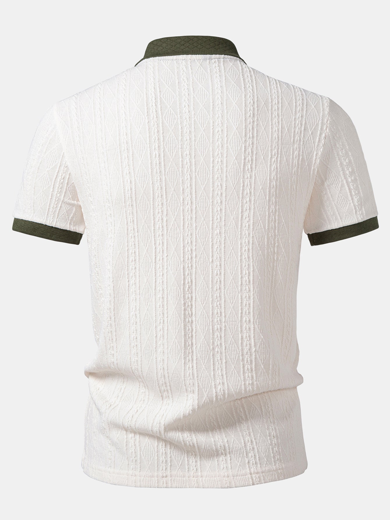 Contrast Collar Geometric Jacquard Knit Polo