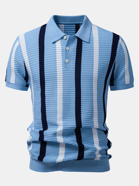 Stripe Textured Knit Polo