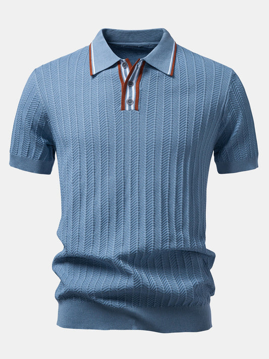 Contrast Textured Knit Polo