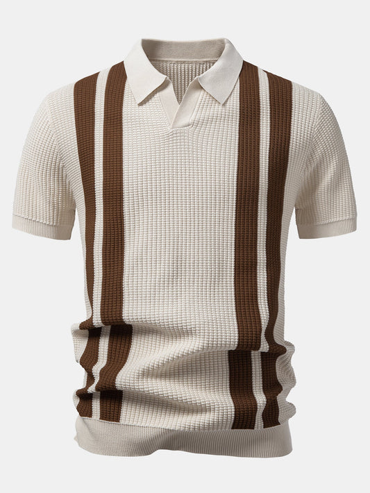 Stripe Johnny Collar Knit Polo