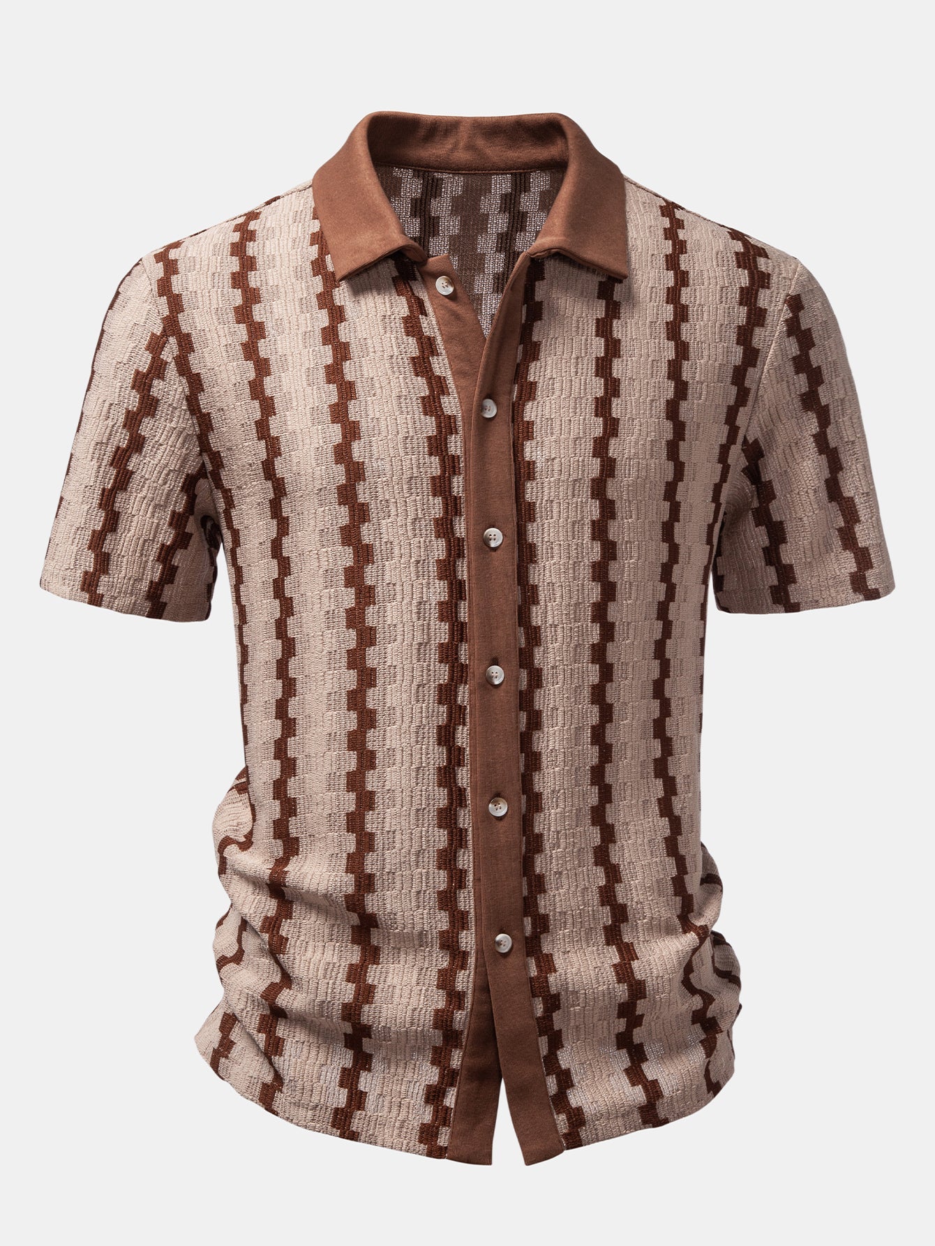 Plaid Jacquard Button Up Shirt