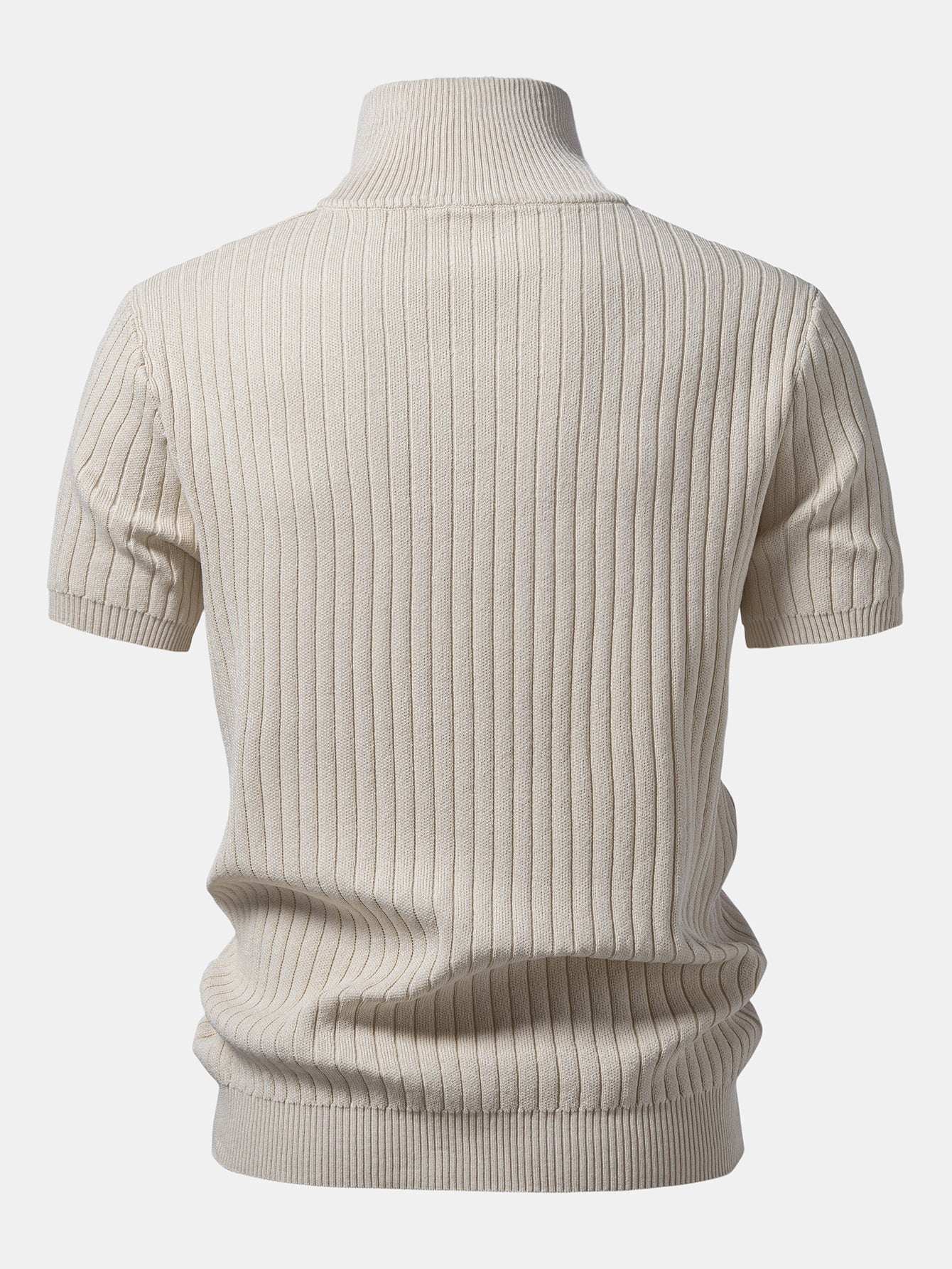 Ribbed Quarter Zip Knit Polo