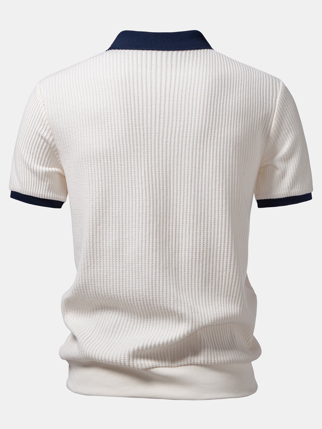 Contrast Knit Waffle Johnny Collar Polo