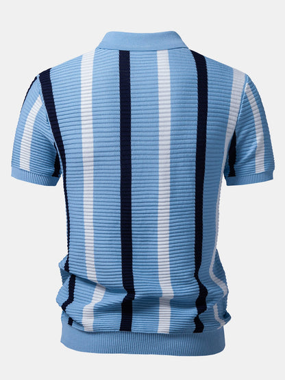Stripe Textured Knit Polo