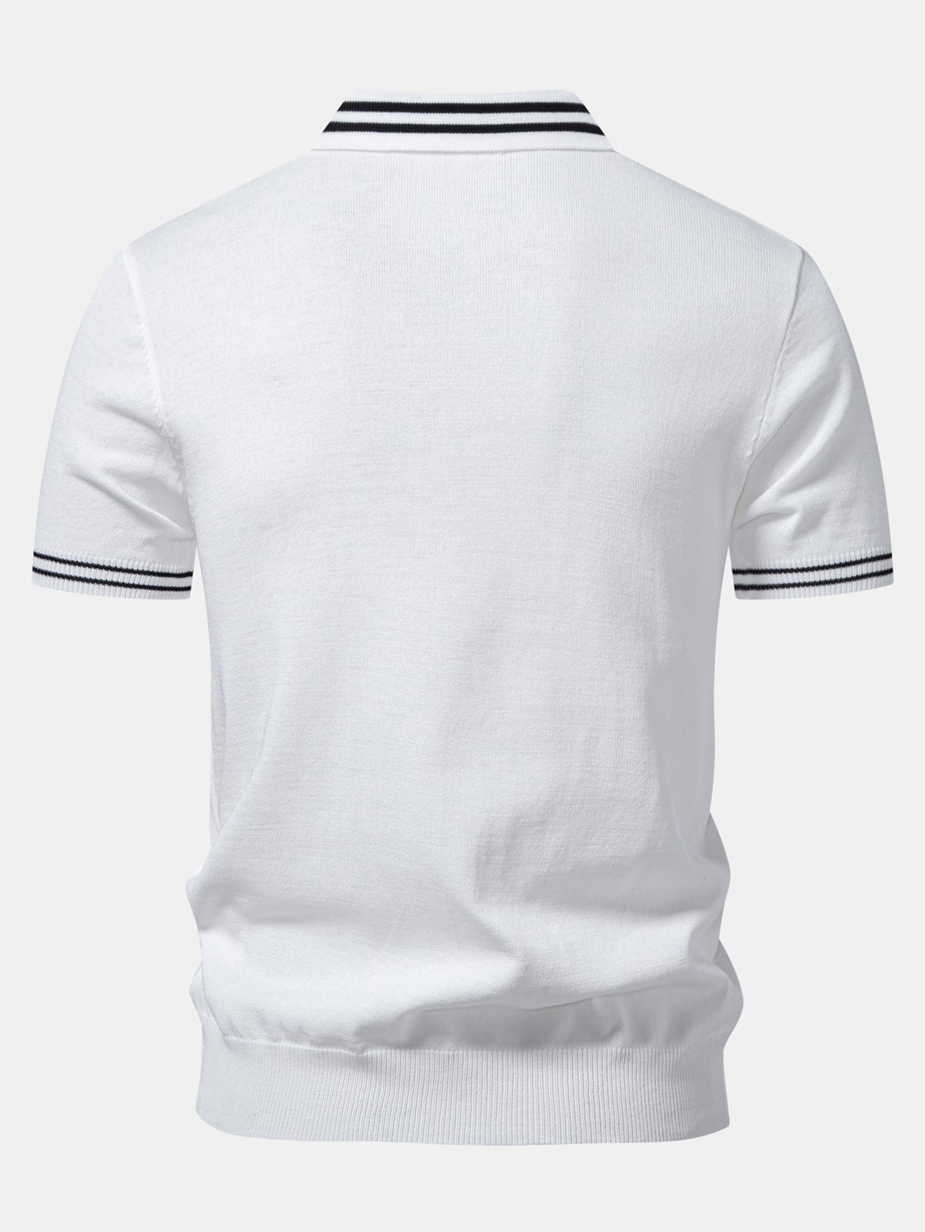 Contrast Trim Twisted Jacquard Knit Polo