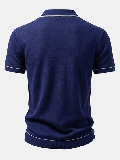 Contrast Trim Ribbed Knit Shirt