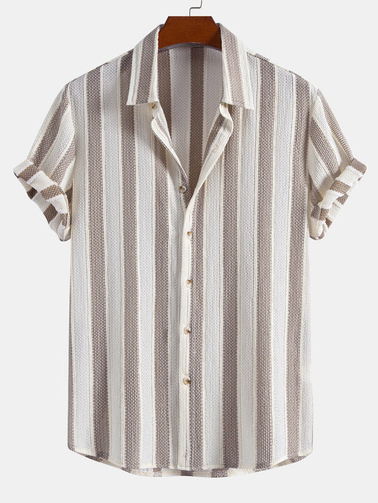 Textured Striped Button Up Shirt