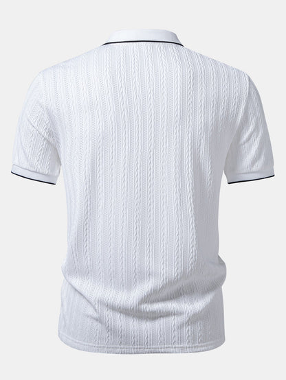 Geometric Jacquard Johnny Collar Polo