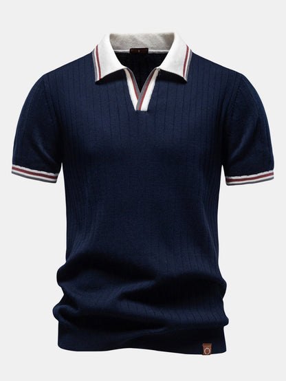 Contrast Trim Johnny Collar Polo