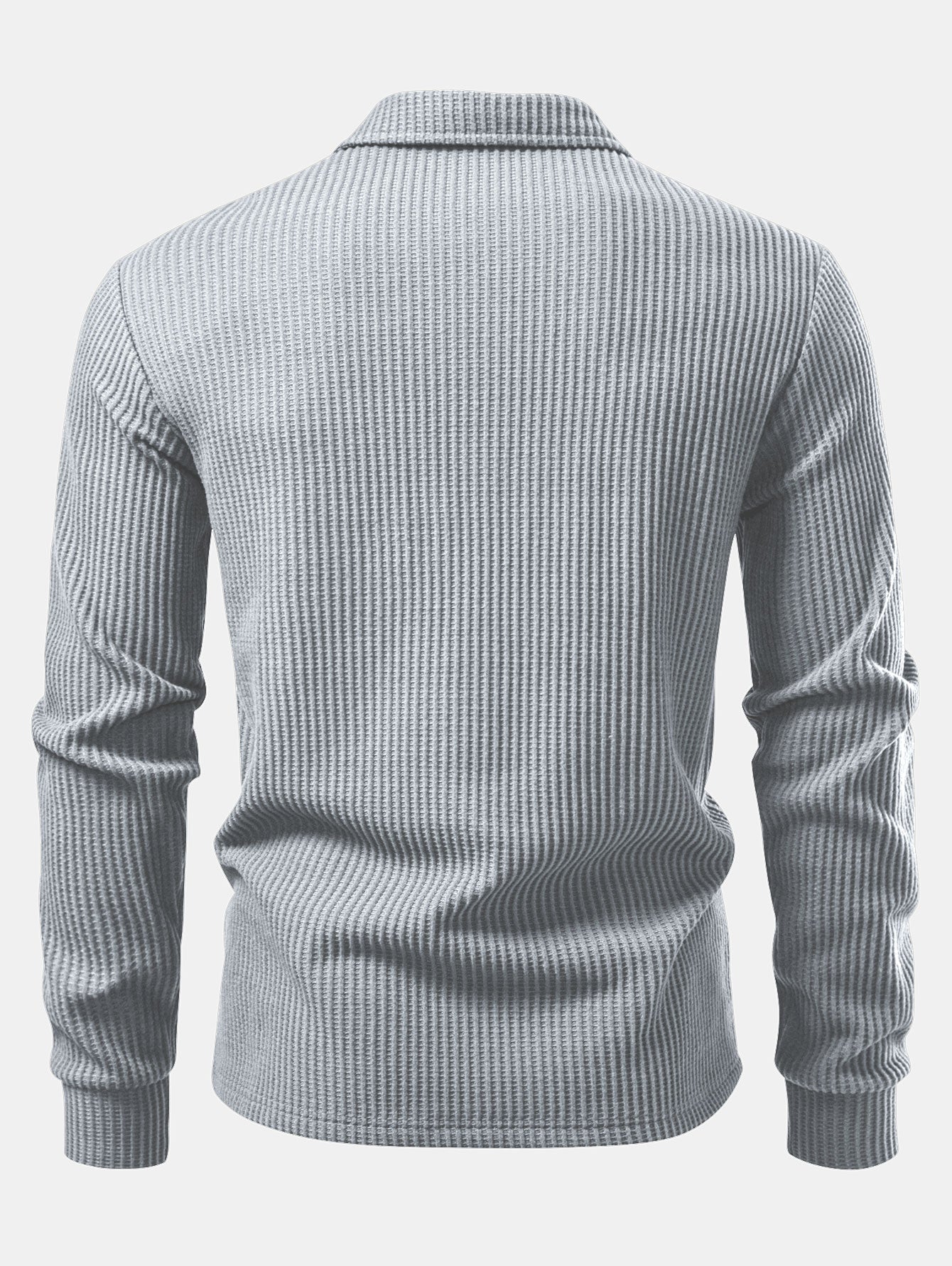 Long Sleeved Knitted Waffle Polo Shirt