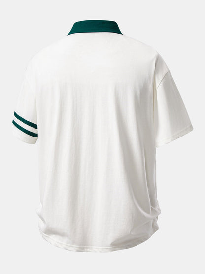 Relax Fit Italia Print Contrast Collar Polo Shirt