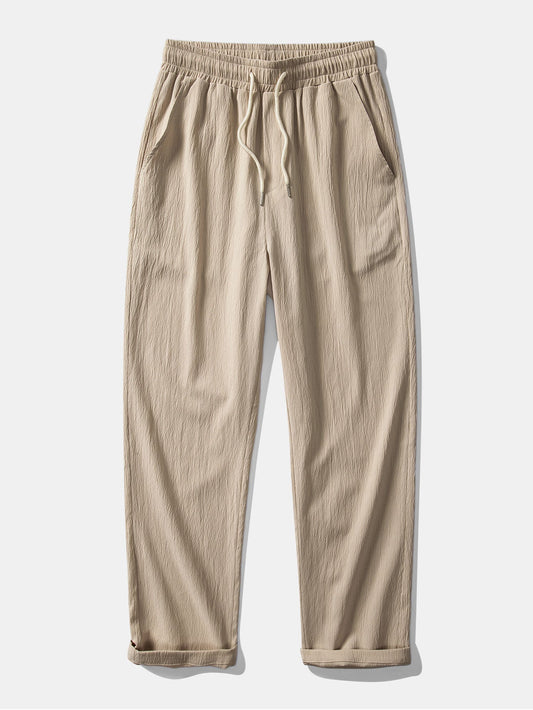 Crinkle Textured Straight Leg Pants