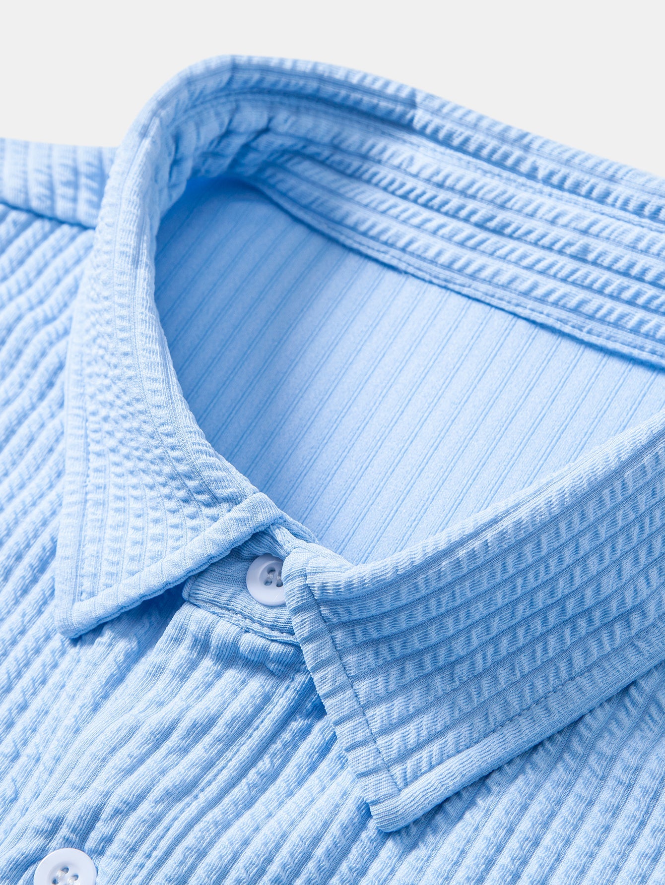Muscle Fit Ribbed Button Up Shirt