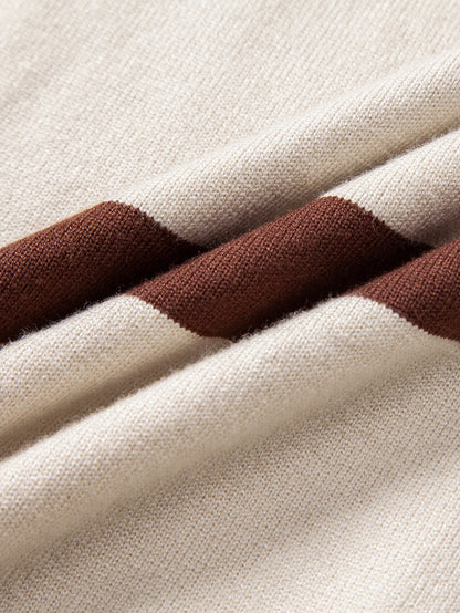 Long Sleeve Stripe Knit Polo Shirt