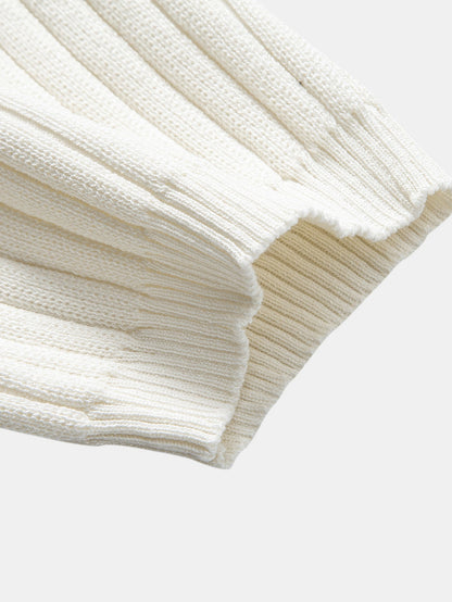 Ribbed Mock Neck Knit T-Shirt