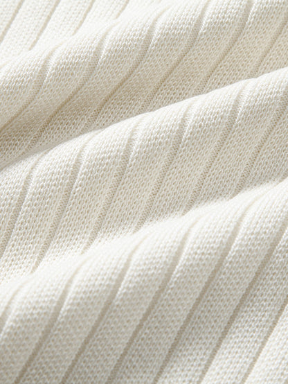 Ribbed Mock Neck Knit T-Shirt